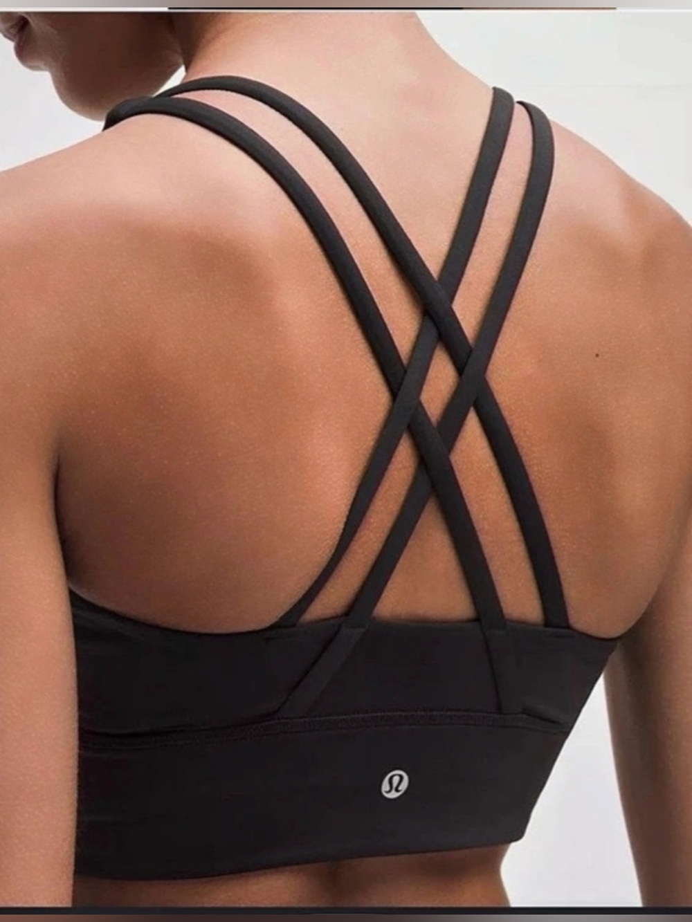 lululemon Energy Bra Long Line Black Sports Bra Size 6